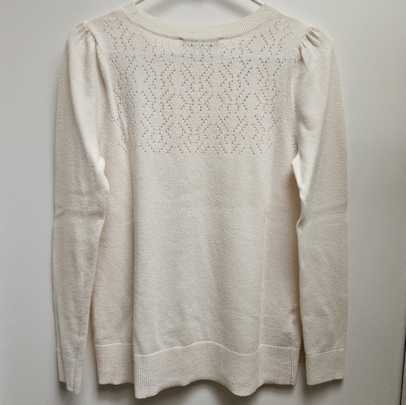 Loft Cream-Colored Eyelet Sweater in Women's Small - Picture 13 of 13